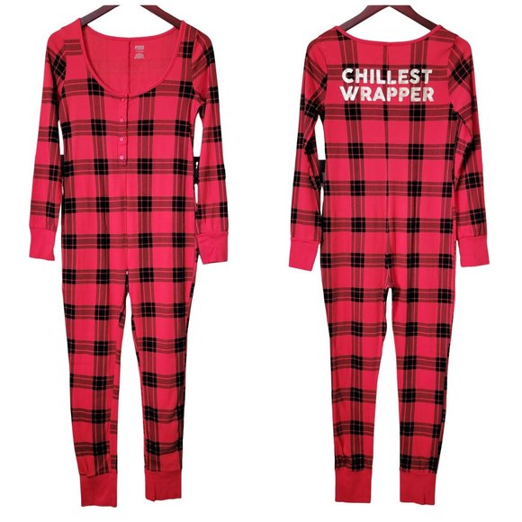 PINK Victoria's Secret One Piece Plaid Christmas Sleeper Pajama - Picture 2 of 13